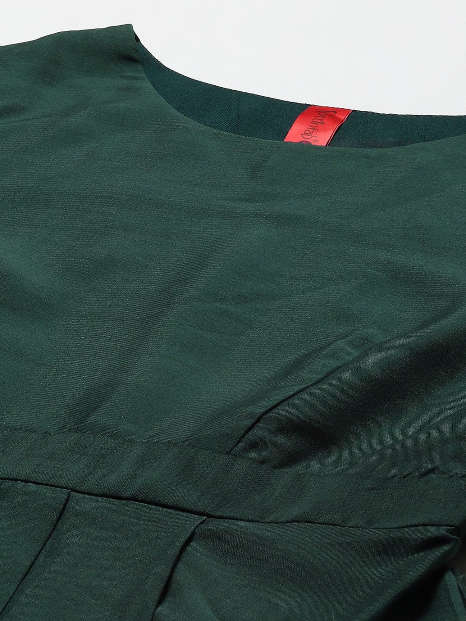 Cottinfab Green Regular Fit Peplum Top