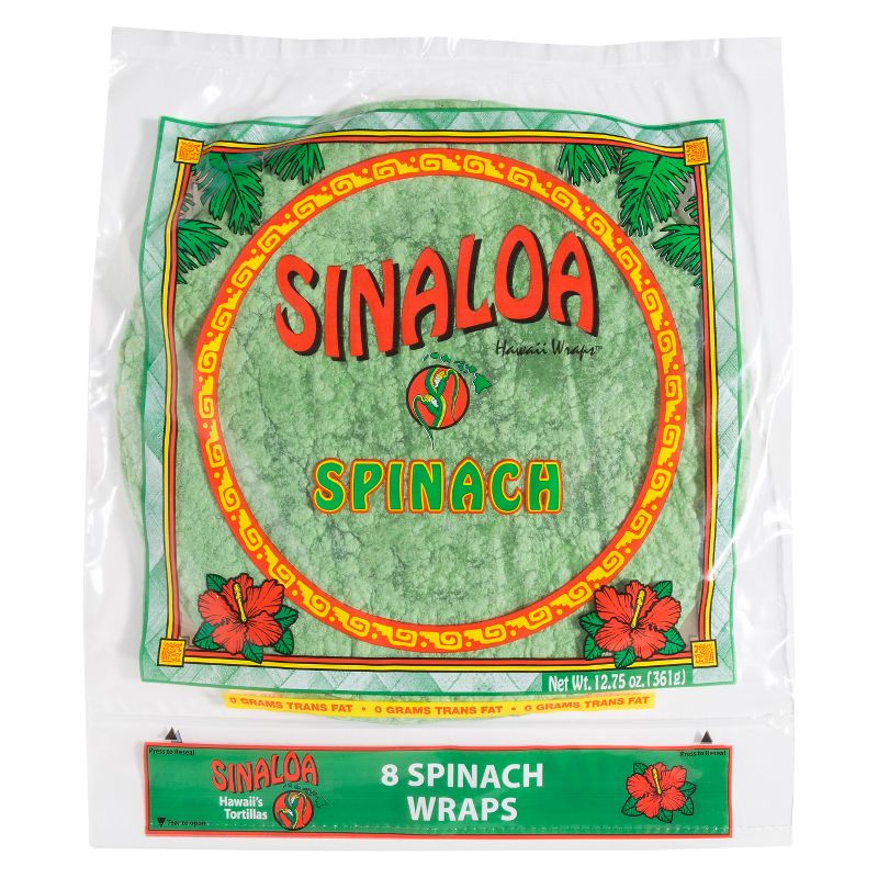 Sinaloa Spinach Hawaii Wraps Tortillas - 12.75oz/8ct