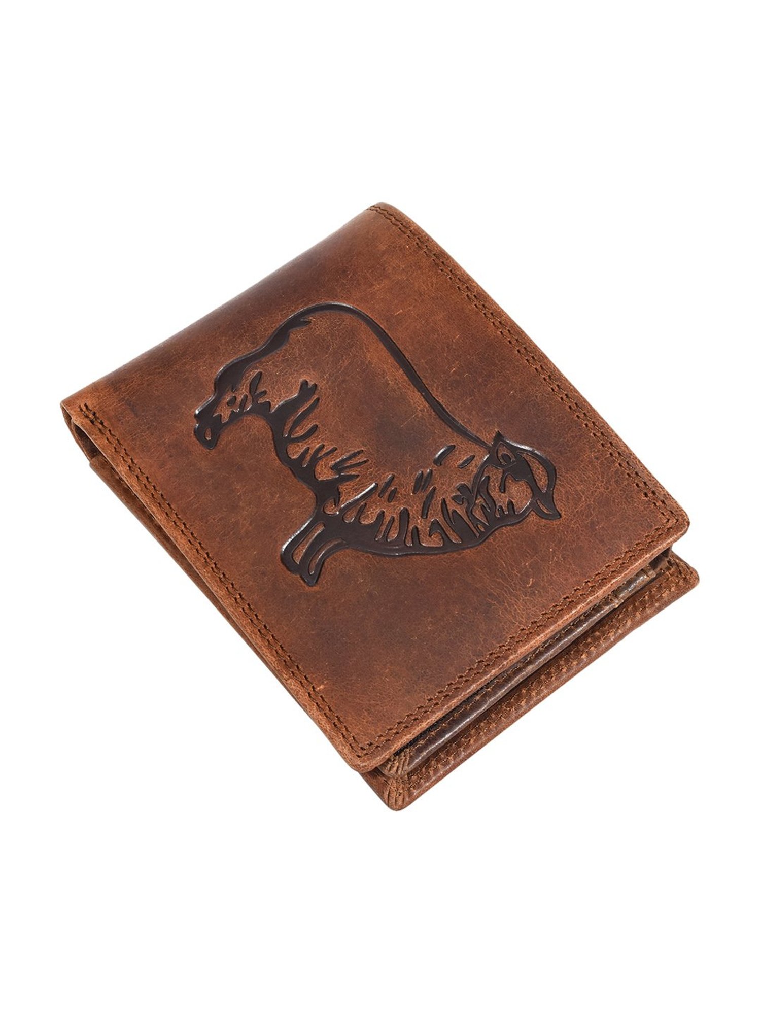 SASSORA Brown ARLO Textured Small Leather Bi-Fold Wallet