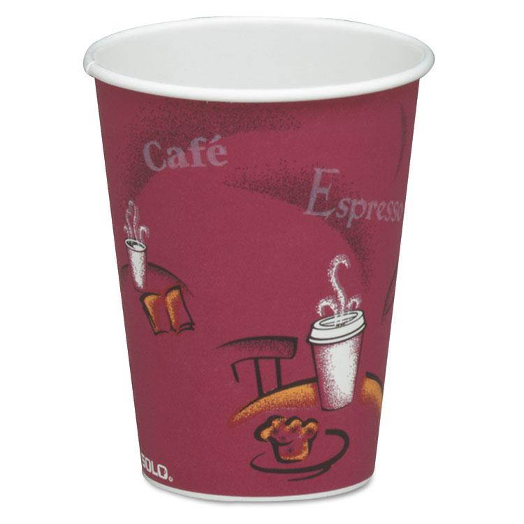 - 378SI - Bistro Design Hot Drink Cups, Paper, 8oz, Maroon, 50/Bag, 20 Bags/Carton