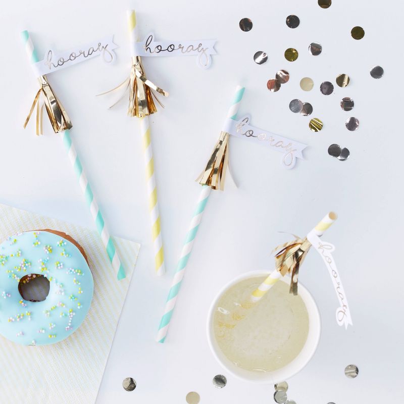 "Hooray" Pastel Straws