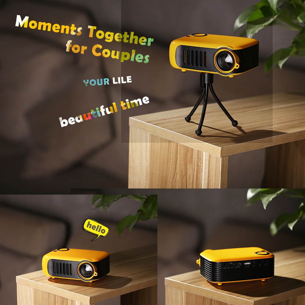 TRANSJEE Mini Portable LCD Projector Support 1080P TF Card USB Devices HiFi Stereo Audio Home Theater Projector White US Plug