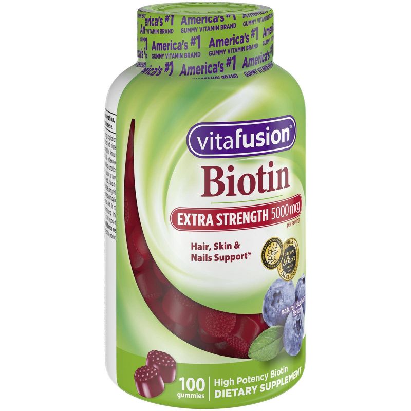 Vitafusion Extra Strength Biotin Gummies - Blueberry - 100ct