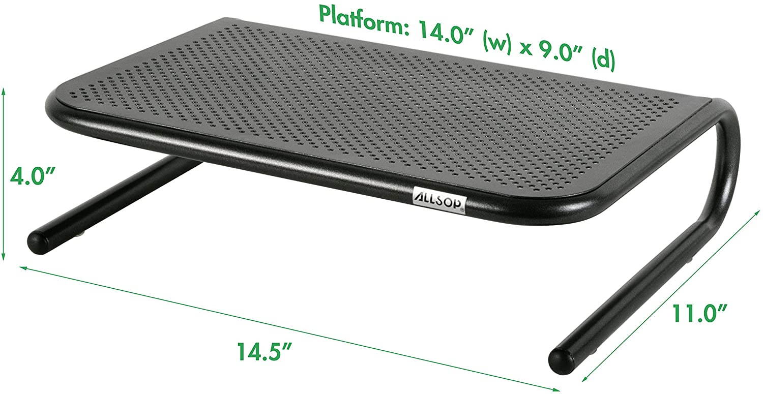 Allsop Metal Art Jr. Monitor Stand 14-Inch Wide Platform - Pearl Black (30165)