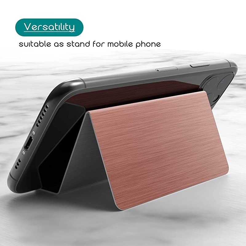 Business Card Holder for Desk Business Card Display Holders Metal Business Cards Stand Desktop Name Card Organizer, Capacity: 50 Cards, 3 Pack, Rose Gold, Brushed Stainless Steel