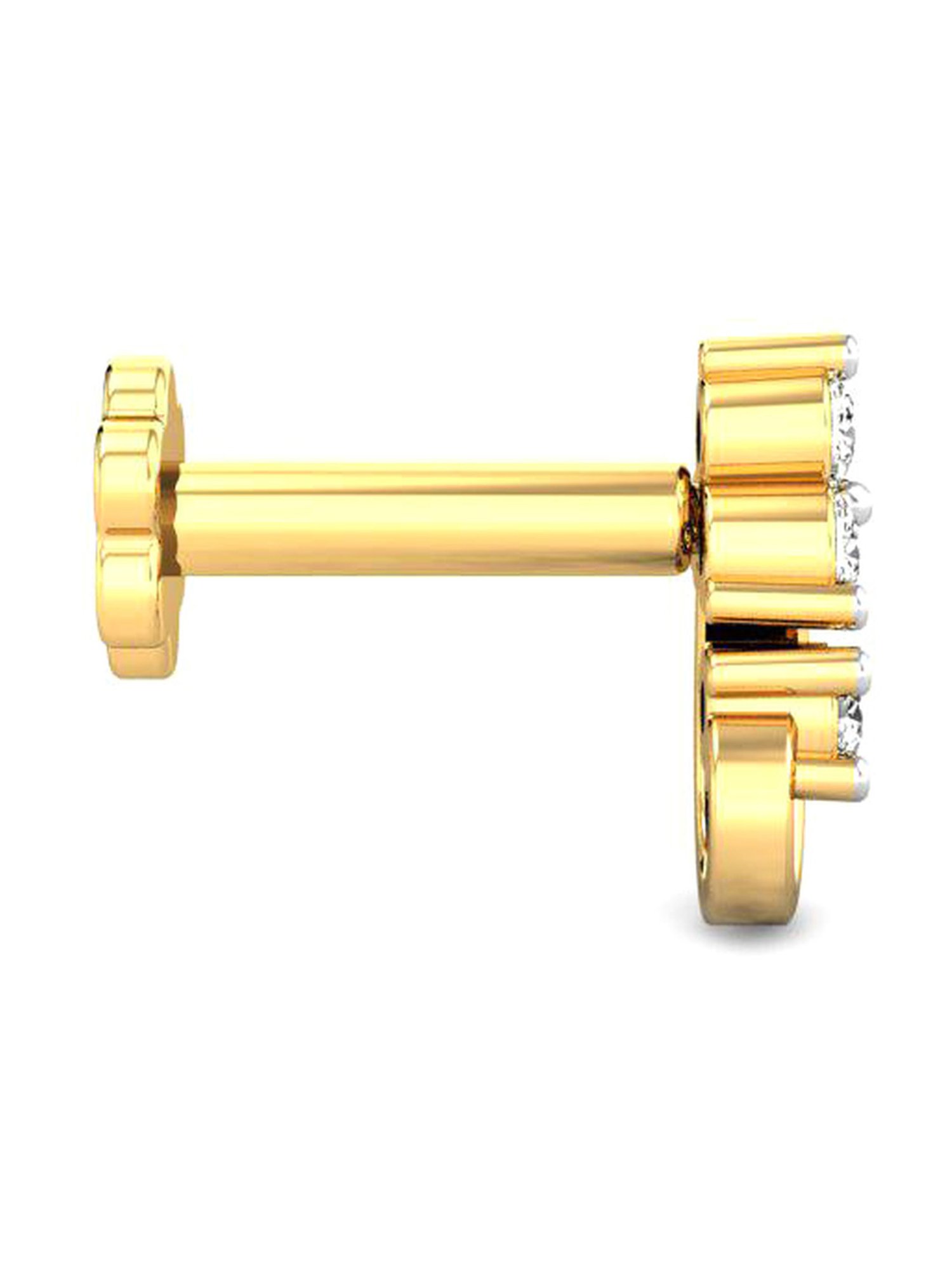 Candere by Kalyan Jewellers Swasthika 18k Yellow Gold & Diamond Nosepin for Women