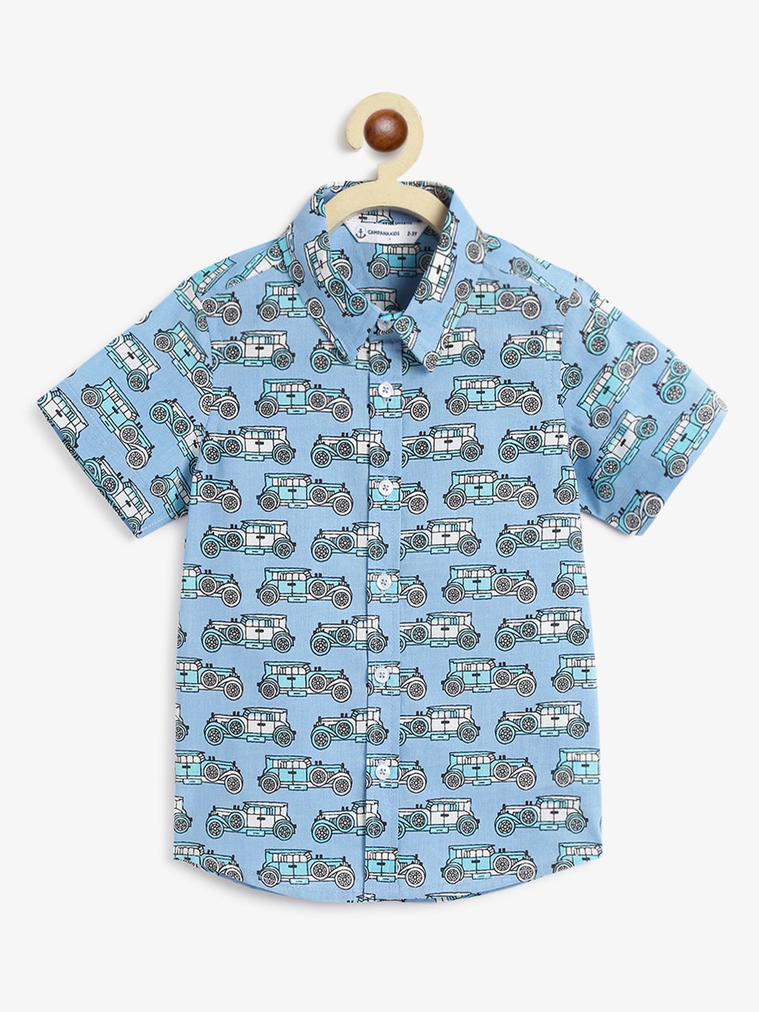 Campana Boys Blue Printed Shirt