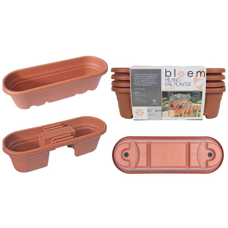 HC Companies 12-Inch Outdoor Plastic Deck Flower Planter Box, Chocolate (2 Pack)