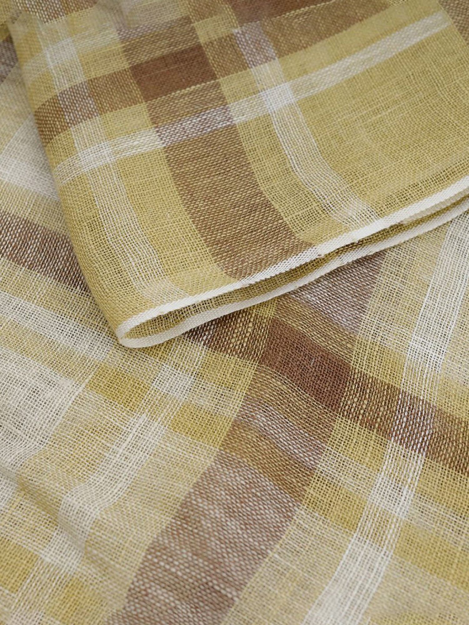 Linen Club Brown Checks Pure Linen Stole