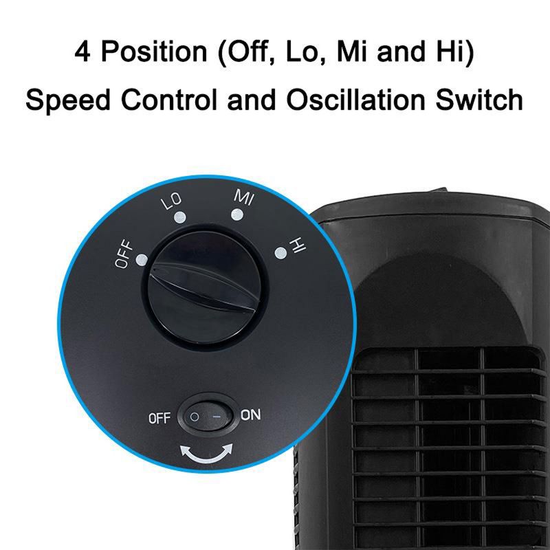 Optimus 17 in. Desktop Ultra Slim Oscillating Tower Fan-Black