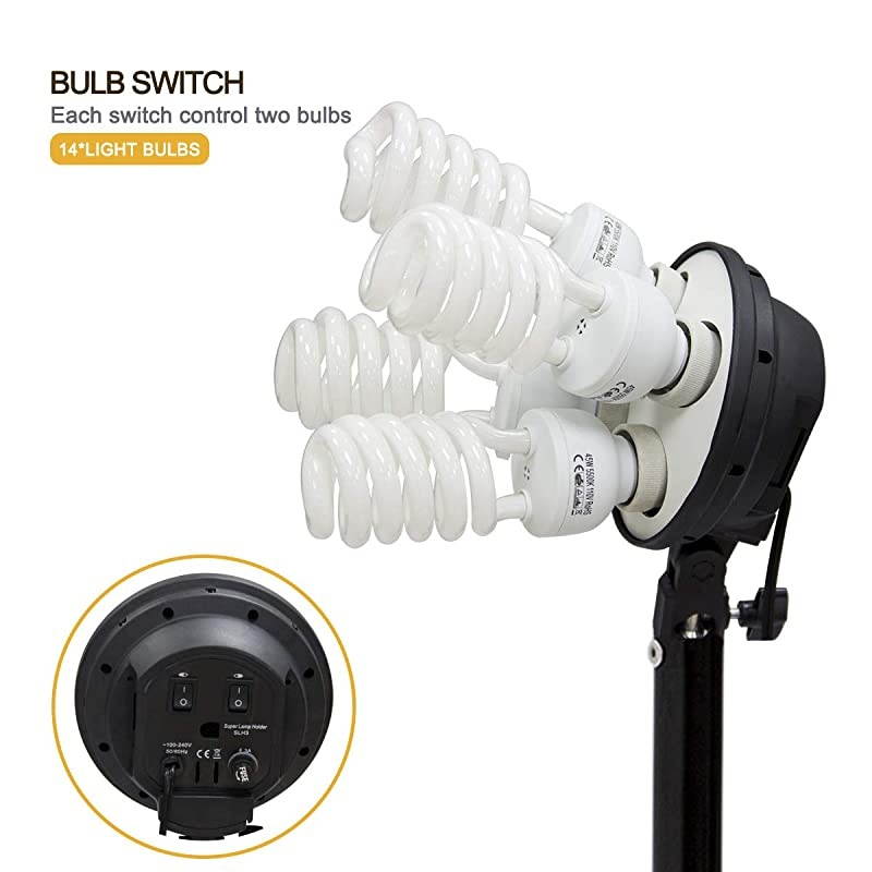 Photography Lighting Kit, 10ft x 6.6ft/2M x 3M Background Support System with 3 Color Backdrop, 3 Umbrella, 3 Softbox, Continuous Lighting Backdrop Kit for Photo Video Shooting