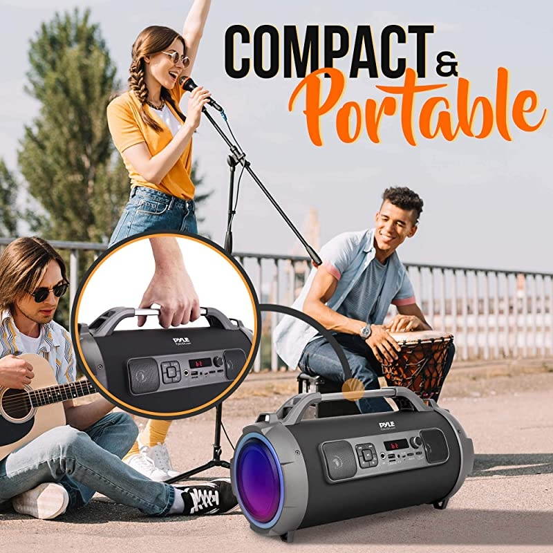 Wireless Portable Bluetooth Boombox Speaker 500W Rechargeable Boom Box Speaker Portable Barrel Loud Stereo System with AUX Input USBSD 14 in Fm Radio 4 Subwoofer DJ Lights  PBMKRG155