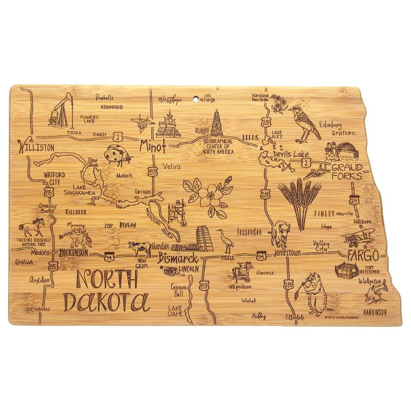 Totally Bamboo Destination North Dakota Serving and Cutting Board