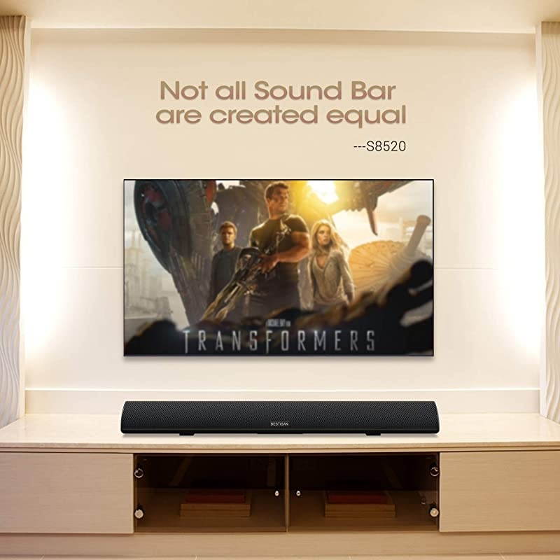 34Inch Sound bar Bestisan Soundbar Bluetooth 50 Wireless and Wired Home Theater Speaker DSP Bass Adjustable Optical Cable Included WorryFree 90Day Trial 2019 Upgraded