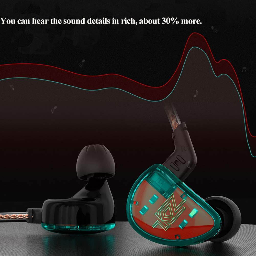 in Ear Headphones, KZ AS10 Five Balanced Aramature Extra Bass Universal-Fit Earphones Compatible with iPhone, Samsung, LG, iPod, iPad, MP3, MP4 (Cyan Without Mic)