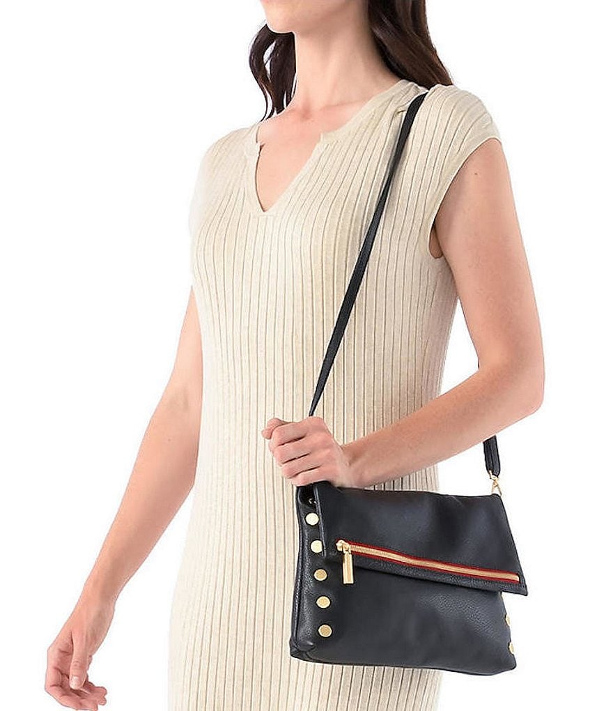 Hammitt VIP Fold Over Large Studded Leather Zip Flap Crossbody Bag