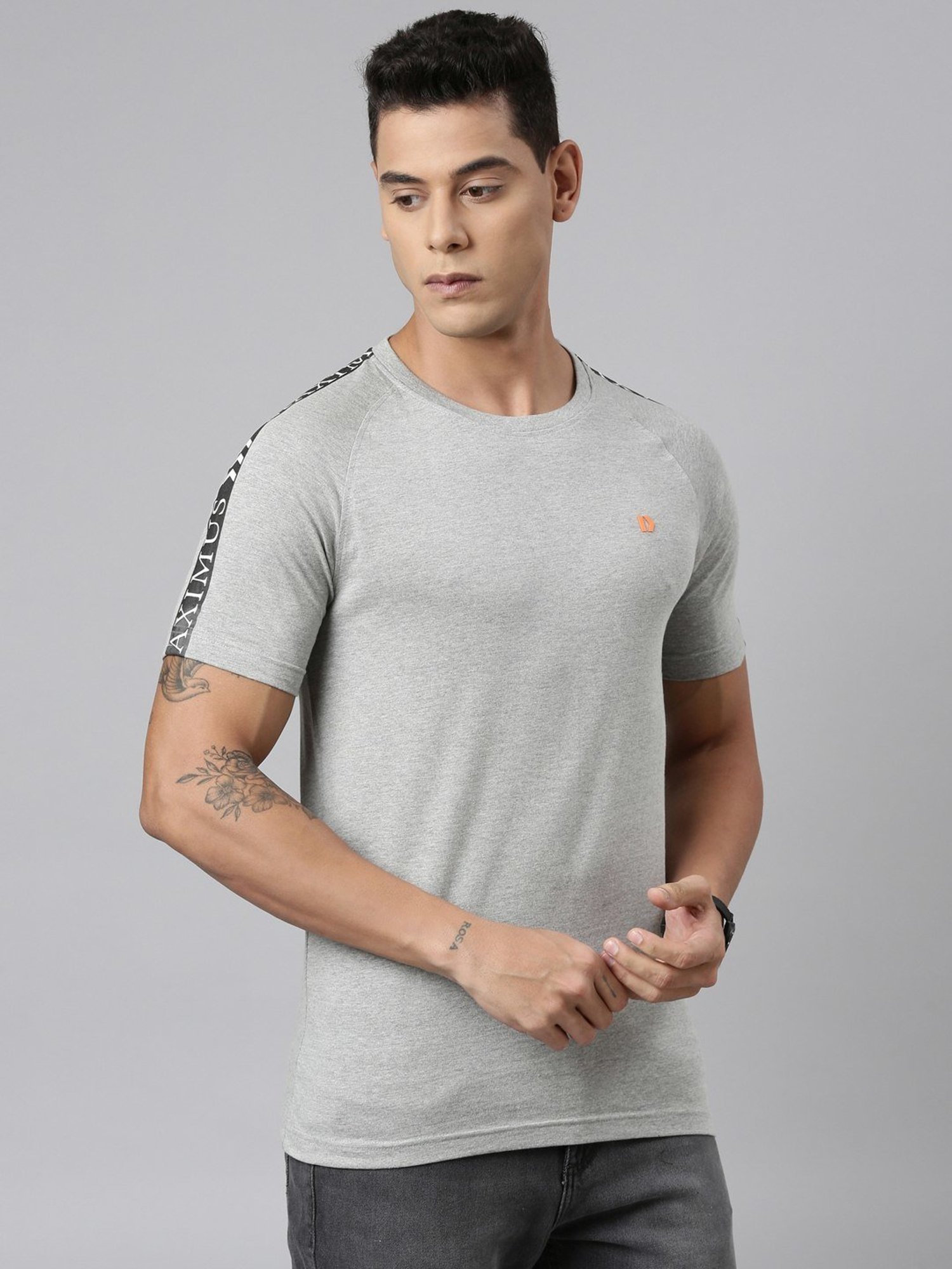 Dixcy Scott Maximus Grey Cotton Regular Fit T-Shirt