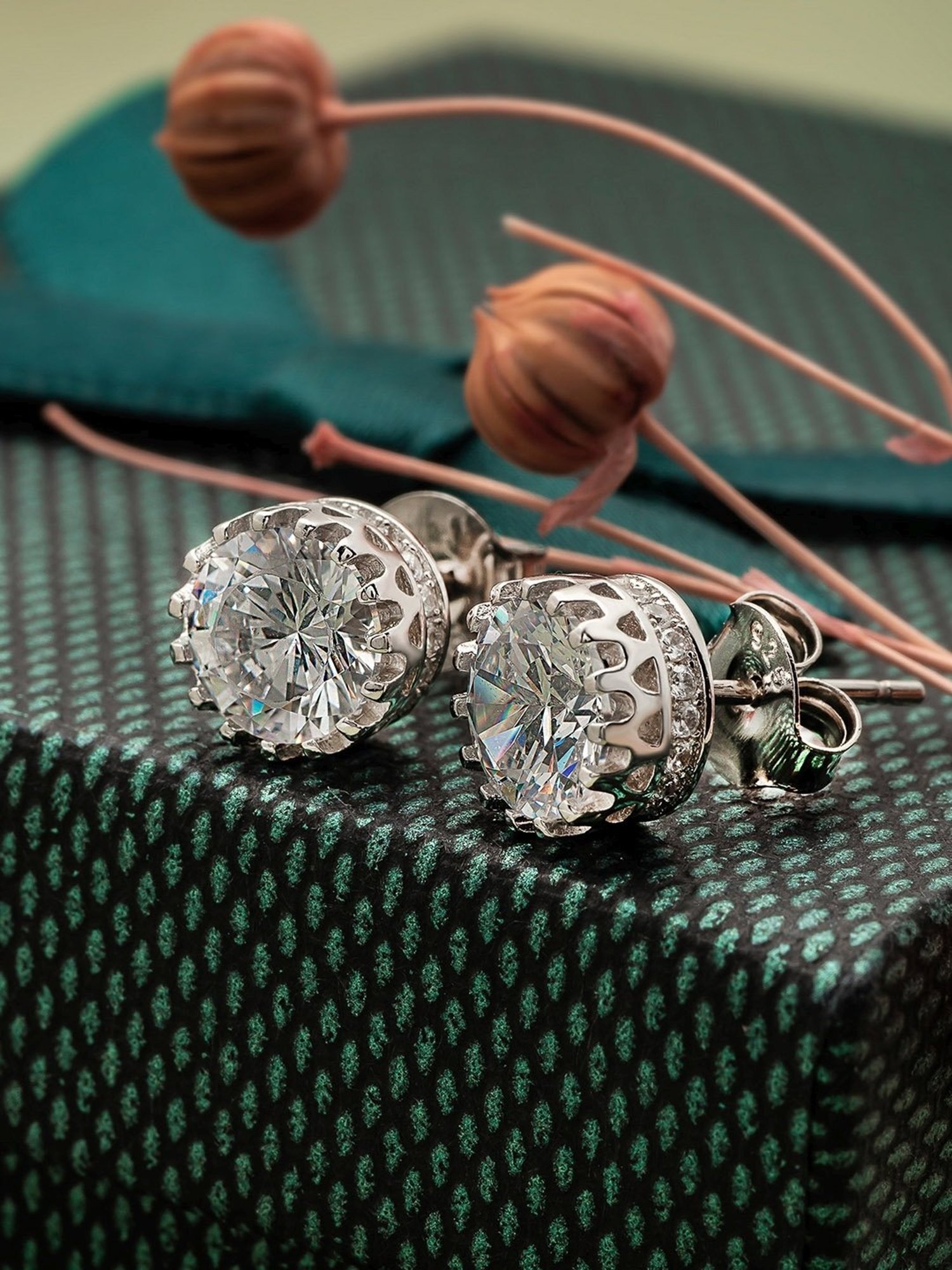 Silberry 92.5 Sterling Silver Crystal Craze Stud Earrings for Women