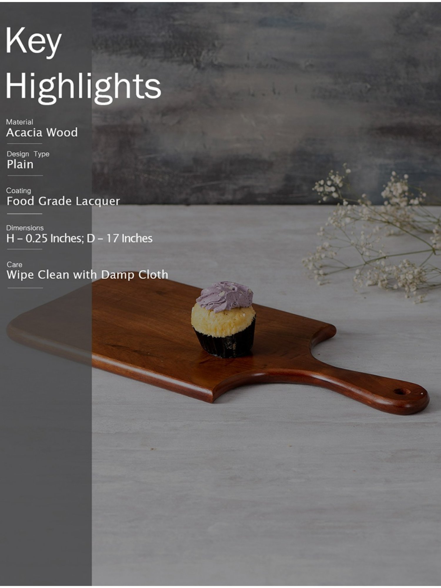 Nestroots Wooden Serving Platter for Snack Platter with Long Handle Rectangular Tray Cheese Board