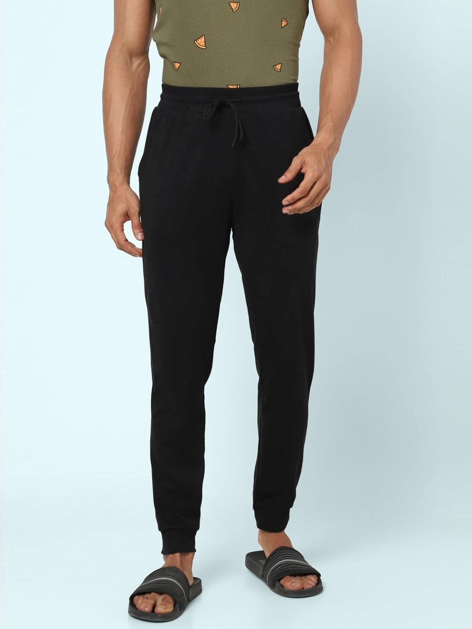 Ajile by Pantaloons Black Cotton Slim Fit Nightwear Joggers