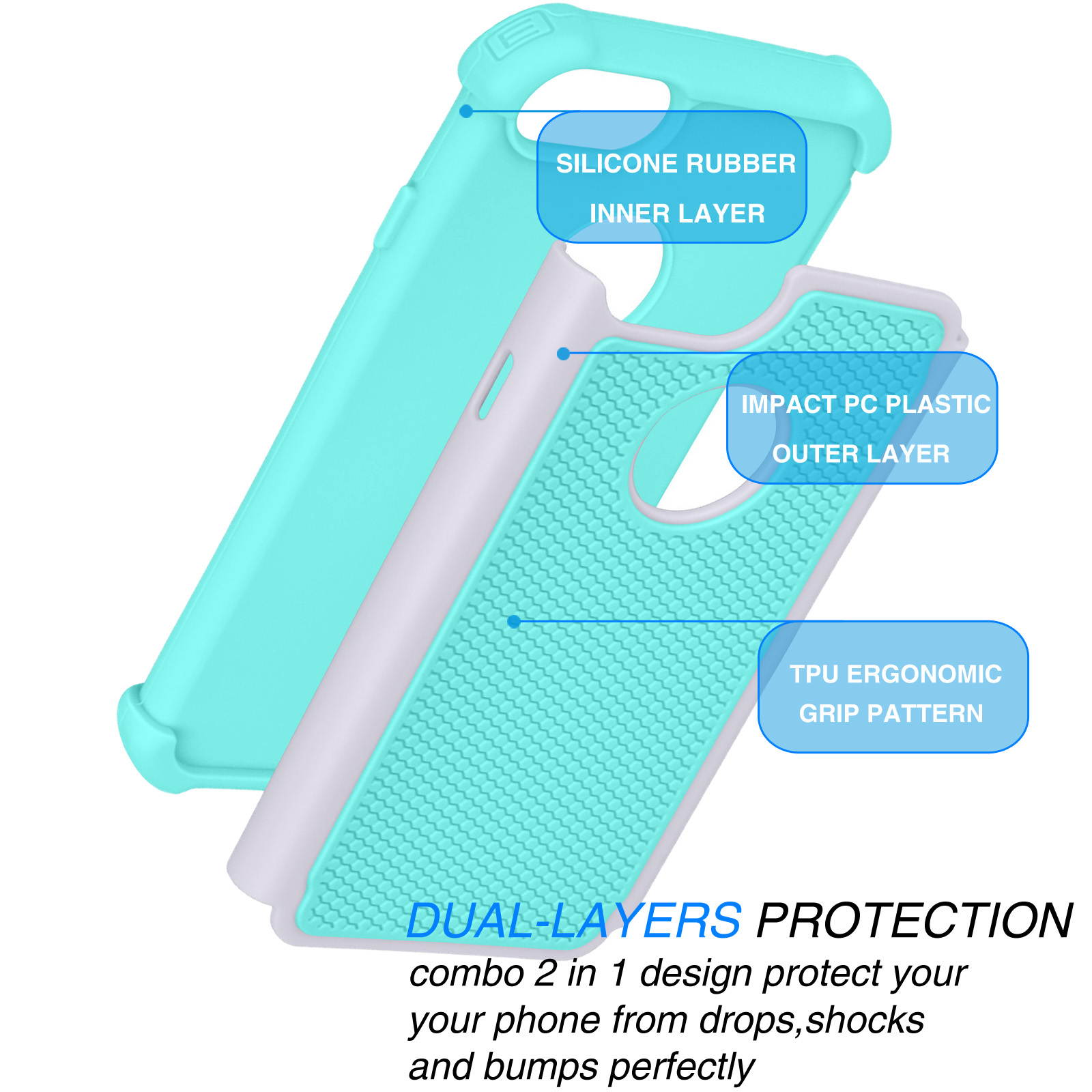 Tekcoo for iPhone 8 Case/iPhone 7 Cute Case, [Tmajor] Shock Absorbing Cases [Blue] Hybrid Bumper Sturdy Defender Rugged Cases Cover Plastic Outer & Rubber Silicone Inner