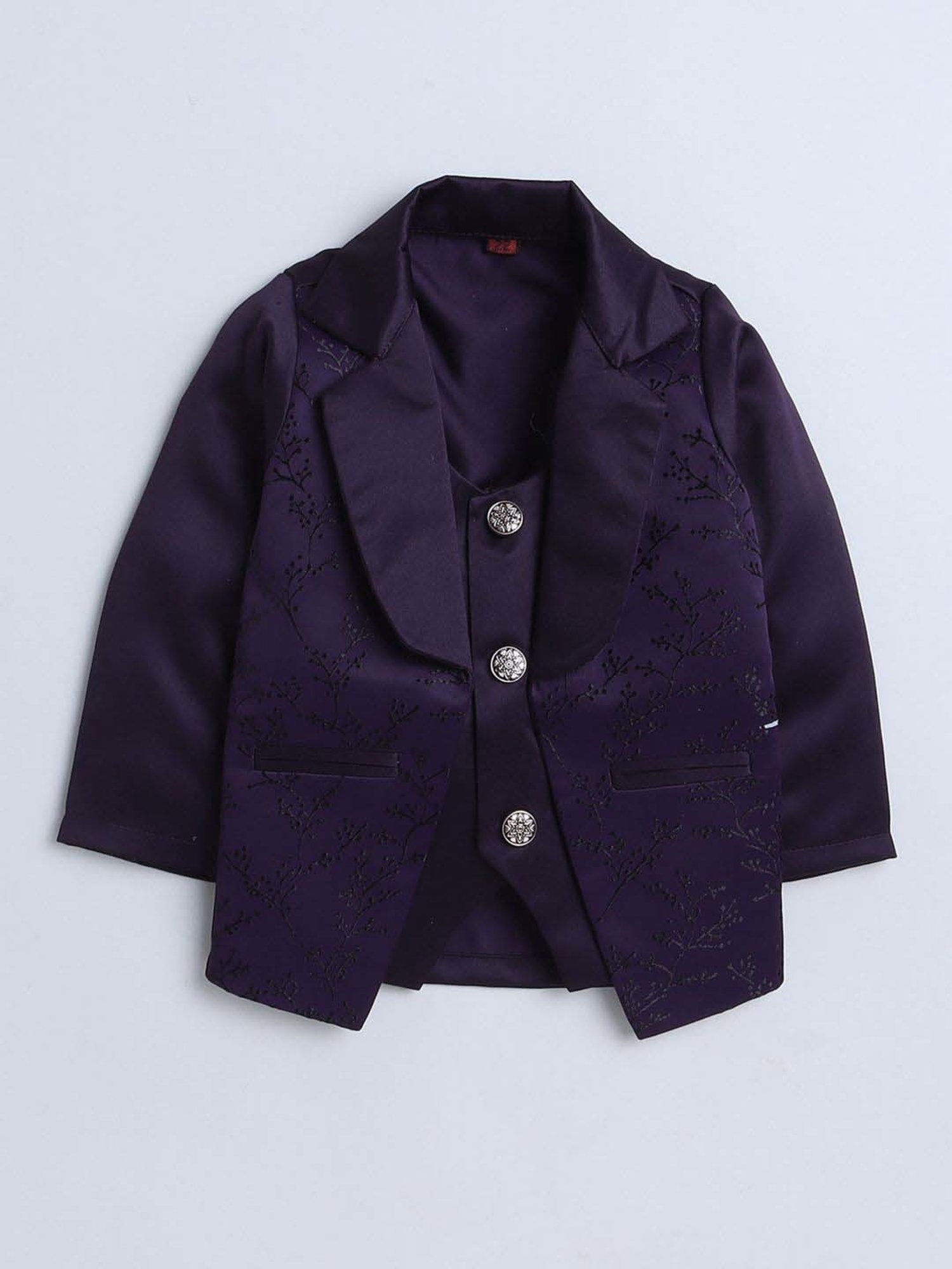 Fourfolds Boys Purple Solid Full Sleeves Clothing Set