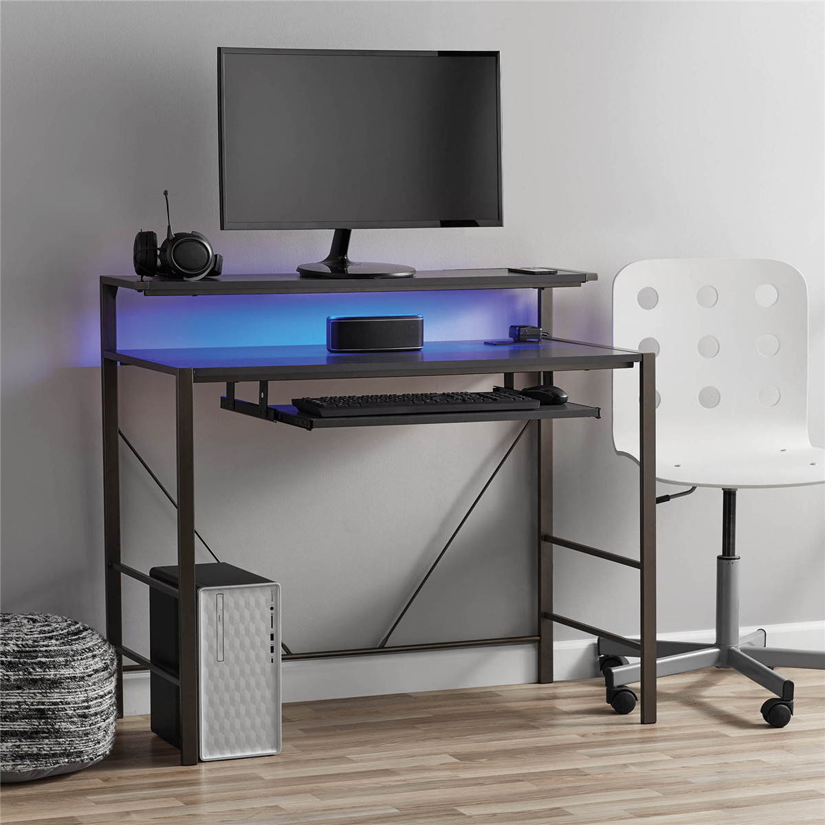 41 inch Gaming Desk Office Computer Desk Ergonomic MDF Carbon Fiber PC Workstation Table with w/Controller Stand