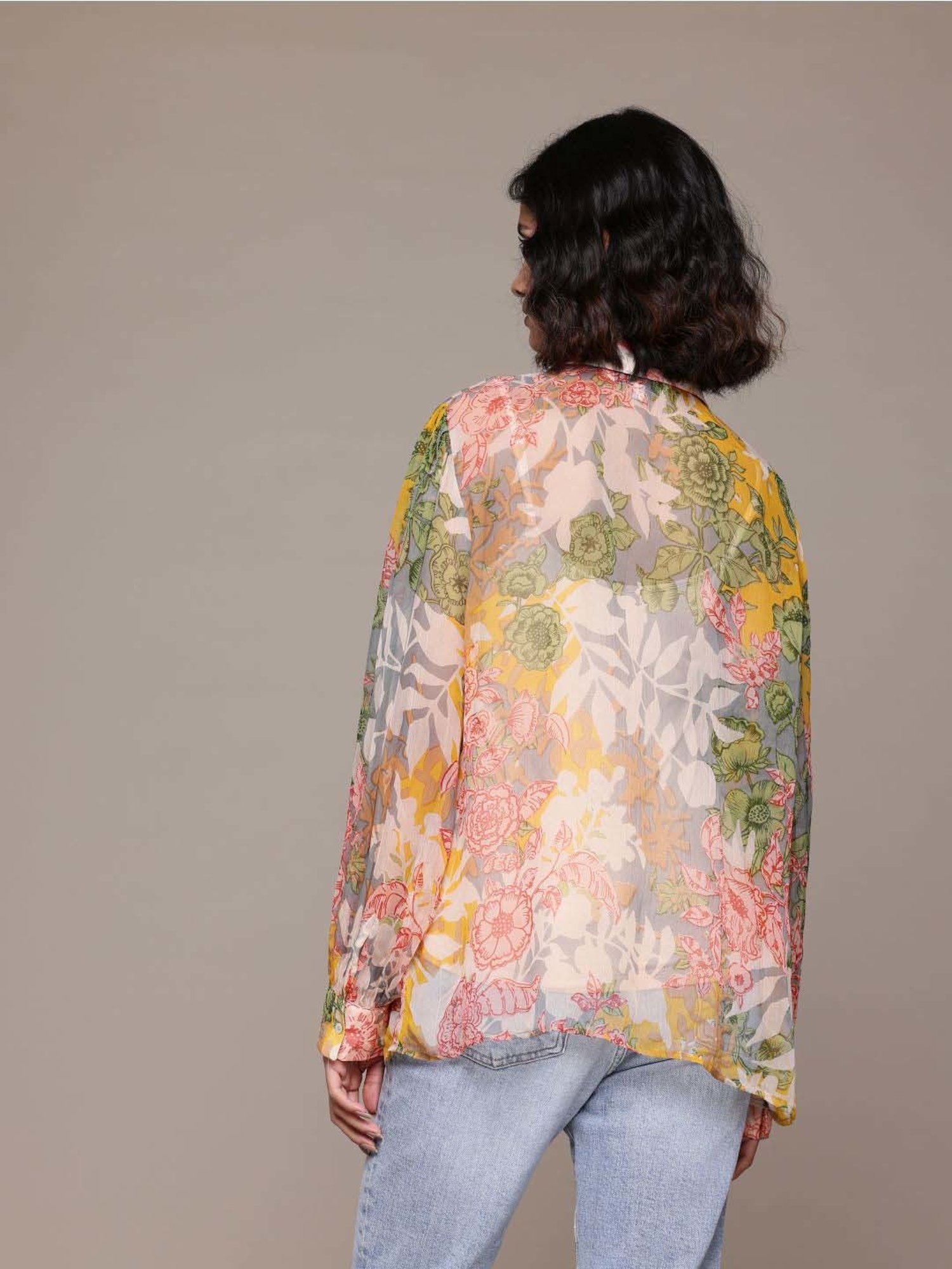 Label Ritu Kumar Multicolored Floral Print Shirt With Camisole