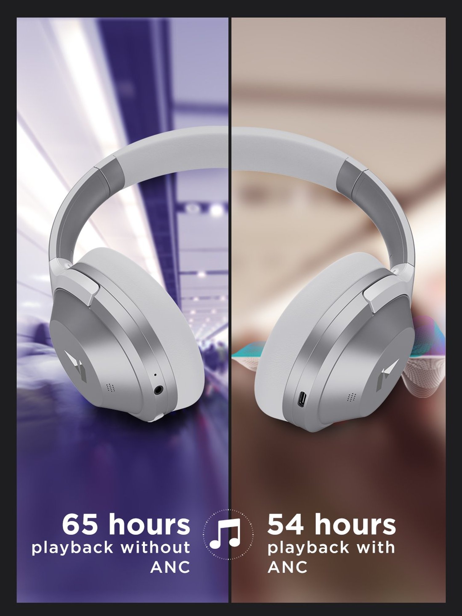 boAt Nirvanaa 751ANC T Headset with Hybrid Active Noise Cancellation & 65H Playback(Sterling Silver)