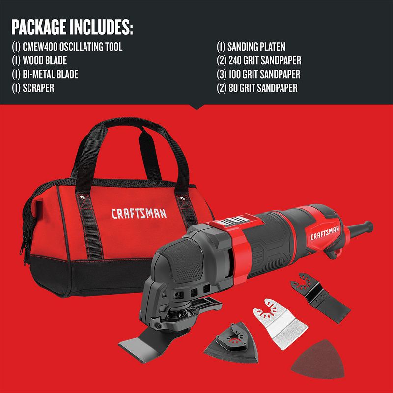 Craftsman CMEW400R 3 Amp Variable Speed Corded Oscillating Tool Kit