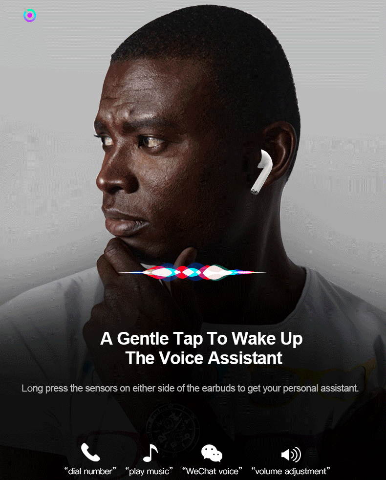 i10 TWS Bluetooth V5.0 Binaural Earbuds Stereo In-ear Earphone With Charging base- WHITE