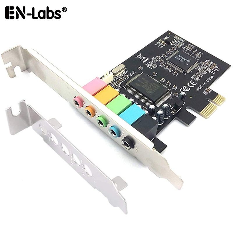En-Labs PCIe Sound Card, 5.1 Internal Sound Card for PC Windows 10 w/ Low Profile Bracket, 3D Stereo PCI-e Audio Card, CMI8738 Chip 32/64 Bit Sound Card PCI Express Adapter