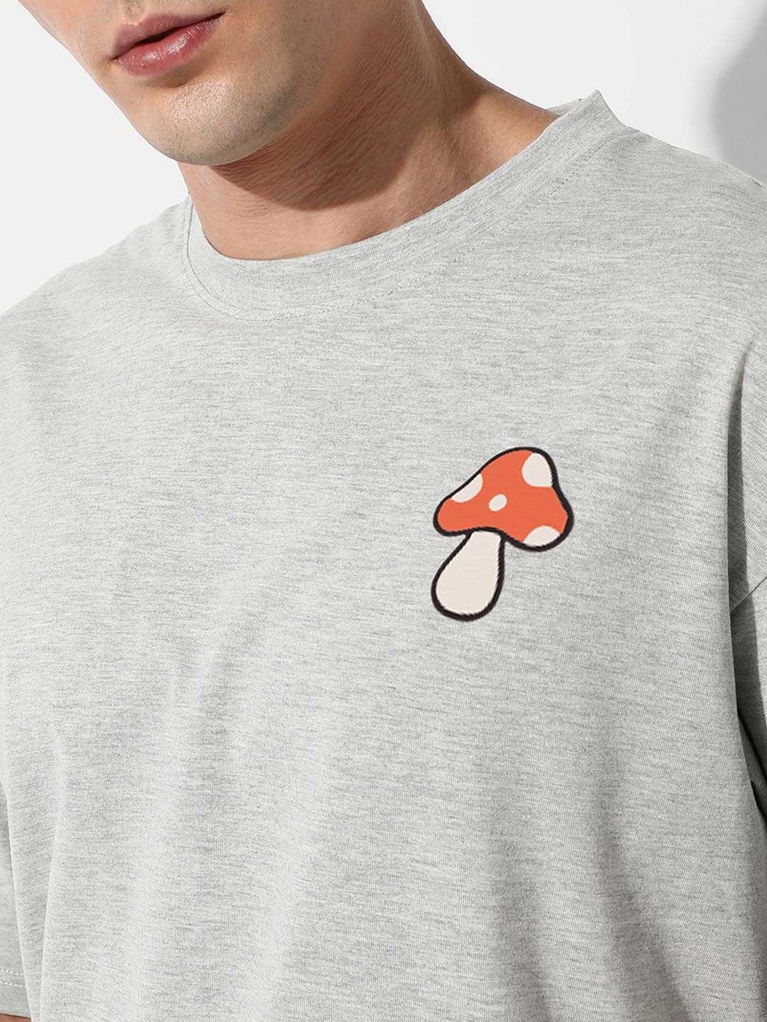 Campus Sutra Grey Regular Fit Oversized Grey Mushroom Printed Co-Ord Set