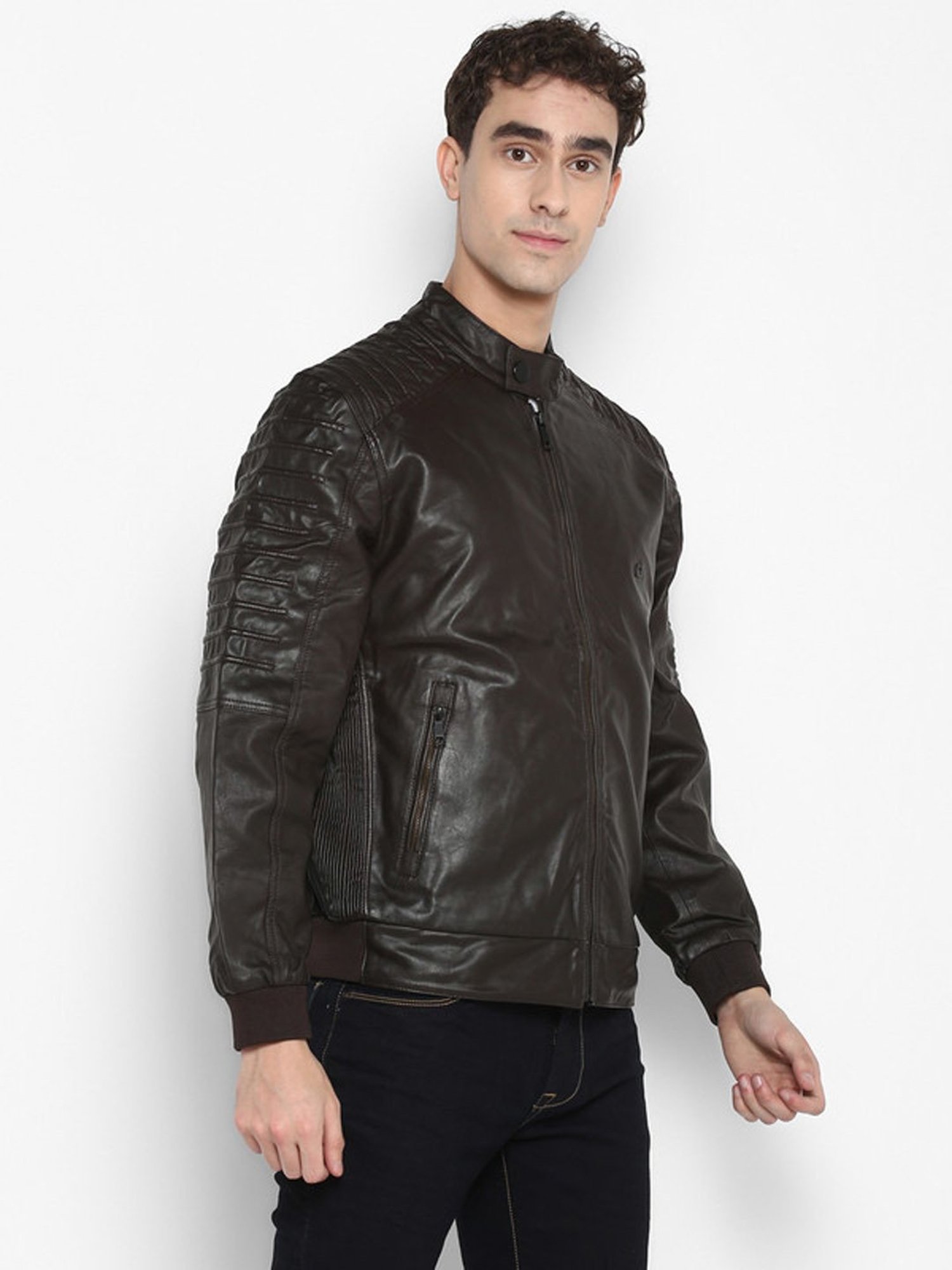 Turtle Brown Regular Fit Biker Jacket