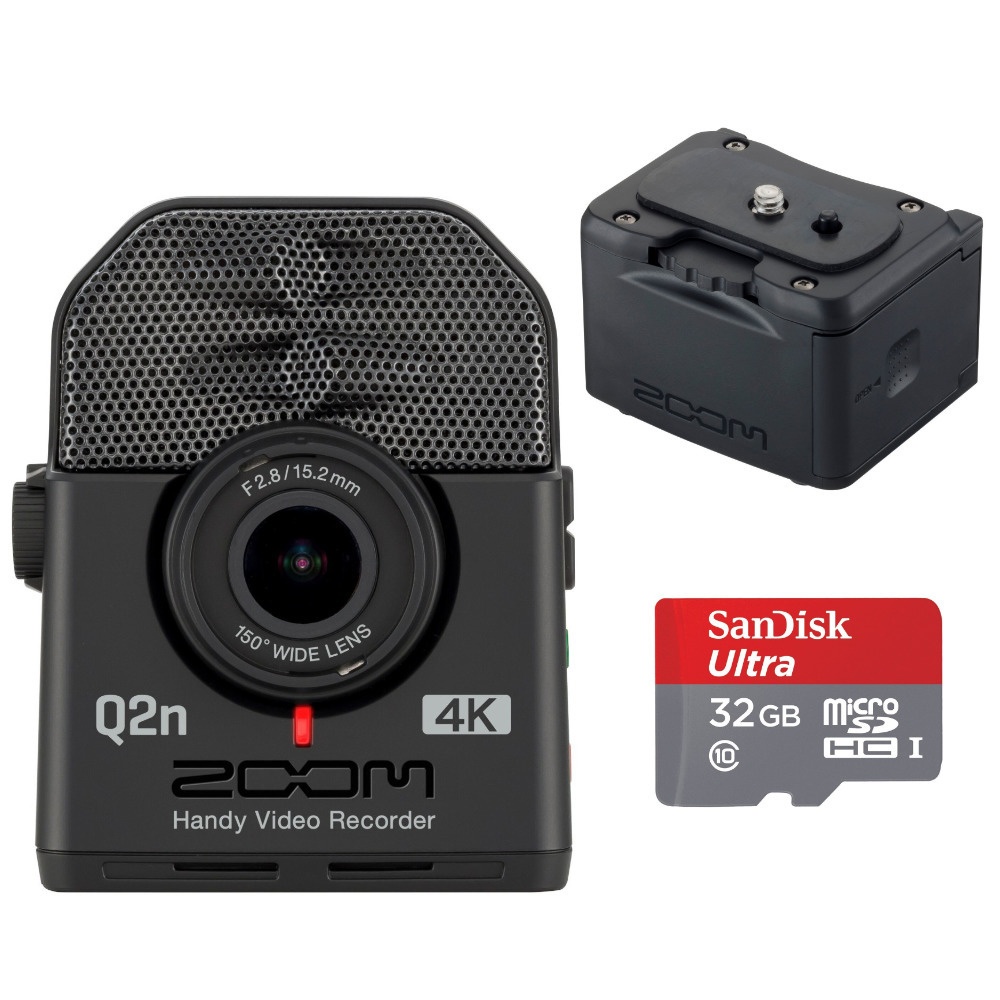 Zoom Q2n-4K Handy Video Recorder with BCQ-2n Battery Pack and 32GB MicroSD Card