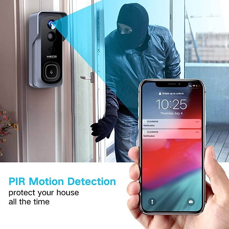 32GB Preinstalled?WiFi Video Doorbell, 1080P Doorbell Camera with Free Chime, Wireless Doorbell with Motion Detector, Night Vision, IP65 Waterproof, 166&deg;Wide Angle, 2.4GHz WiFi
