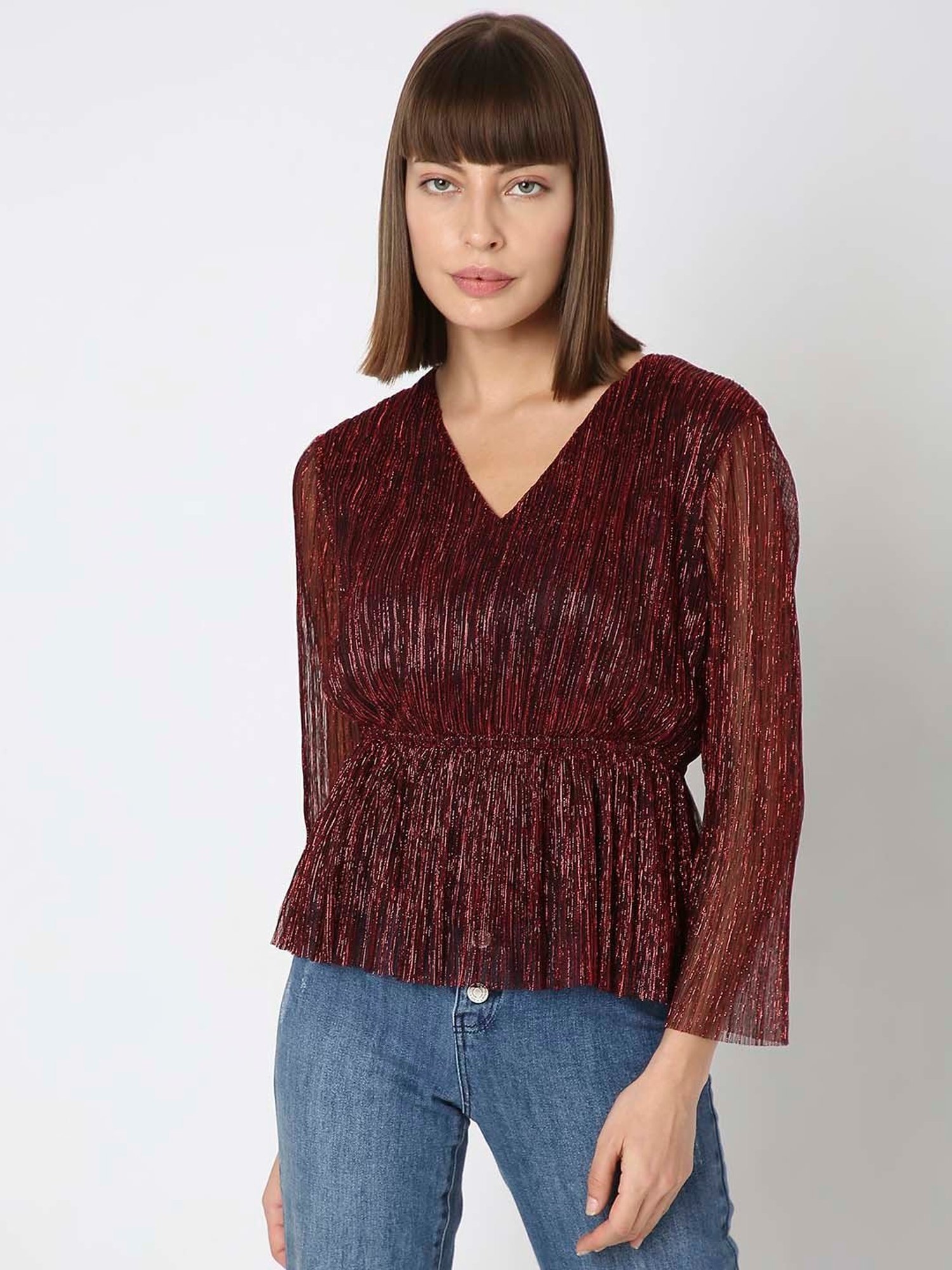 Vero Moda Maroon Regular Fit Top
