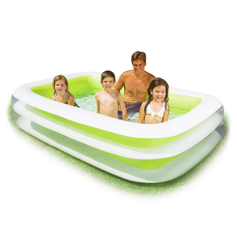 JLeisure Avenli 8 Foot x 25 Inch 2 to 3 Person Capacity Prompt Set Above Ground Kid Inflatable Outdoor Backyard Swimming Pool, Blue