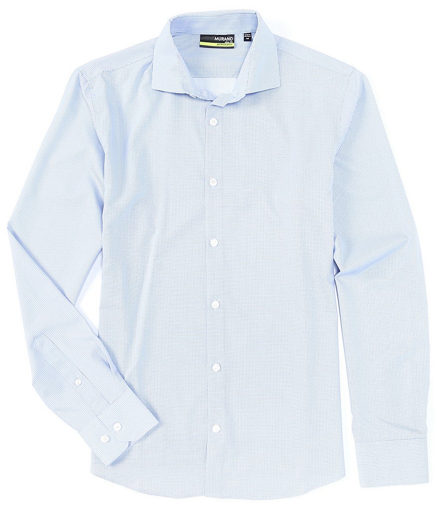 Murano Slim-Fit Printed Performance Stretch Long-Sleeve Woven Shirt