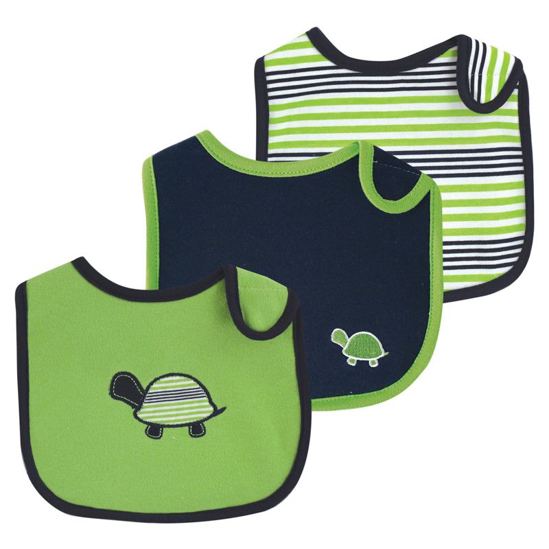 Yoga Sprout Baby Boy Cotton Bibs 3pk, Turtle, One Size