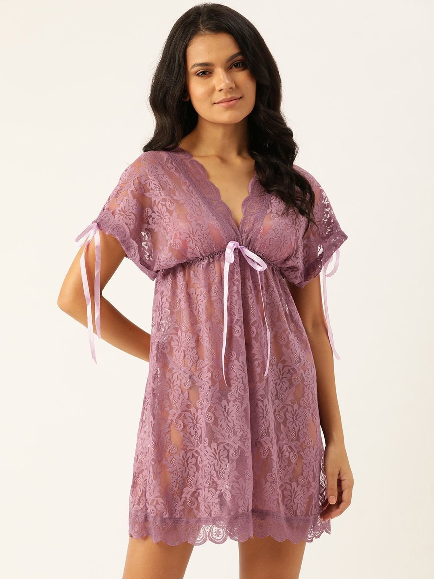 Ms.Lingies Purple Lace Work Babydoll