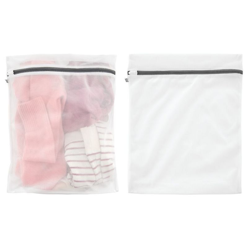 mDesign Laundry Mesh Fabric Wash Bag for Delicates - 16" x 20" - 2 Pack -White