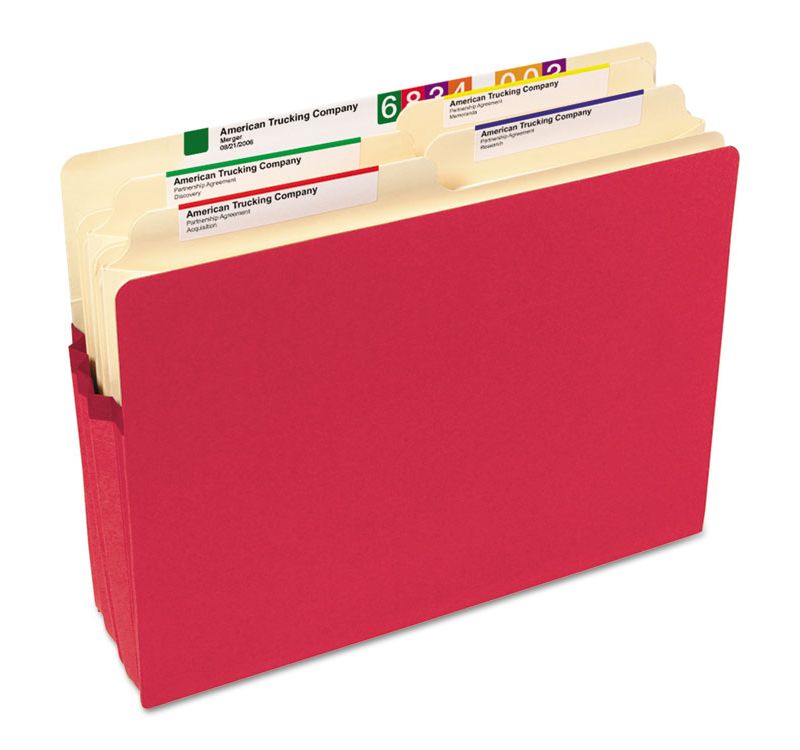Smead 3 1/2" Exp Colored File Pocket Straight Tab Letter Red 73231