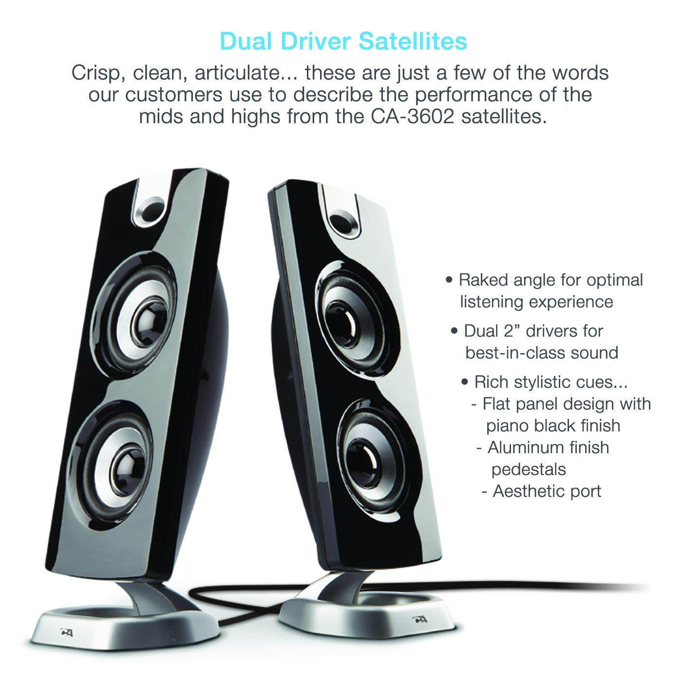 Cyber Acoustics CA-3602FFP 2.1 Speaker Sound System with Subwoofer and Control Pod - Great for Music, Movies, Multimedia Pcs, Macs, Laptops and Gaming Systems