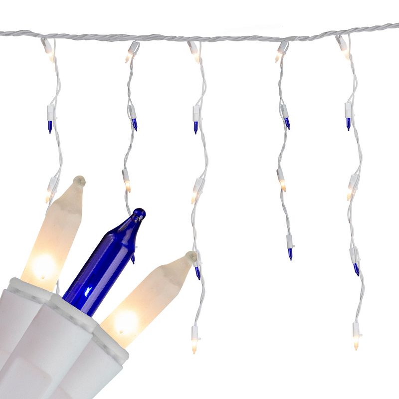 Brite Star Set of 300 Blue and Frosted Clear Icicle Mini Christmas Lights - 22ft White Wire