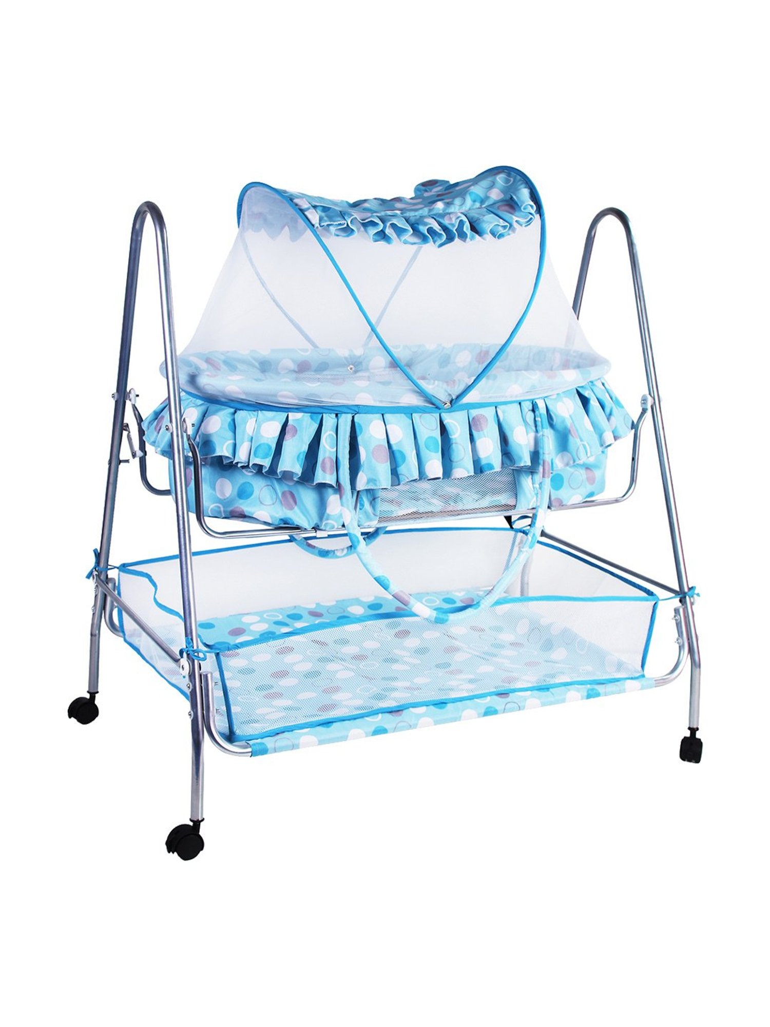 Kiddery Blue Value Baby Bassinet with Mosquito Protection Net (Age 0-8 Months)