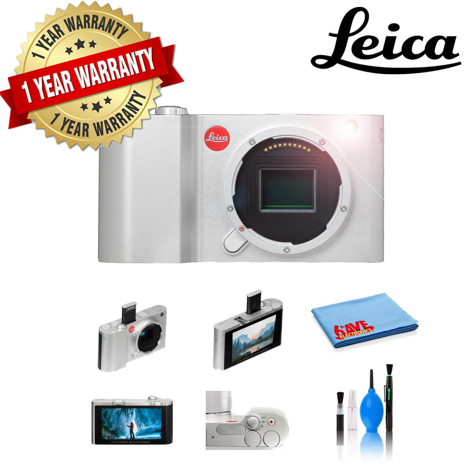 Leica T Digital Camera (Silver, 18181) with 1 Year Extended Warranty
