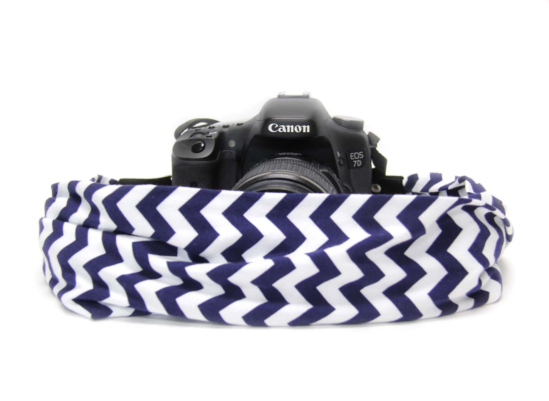 Chevron Navy Scarf Collection Camera Strap
