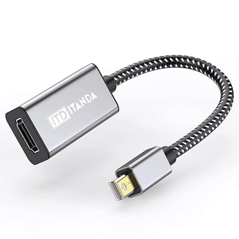 DisplayPort to HDMI Adapter ITANDA Nylon Braided GoldPlated MDP to HDMI Adapter for HP ThinkPad AMD NVIDIA Desktop and More Male to Female Space Grey Grey