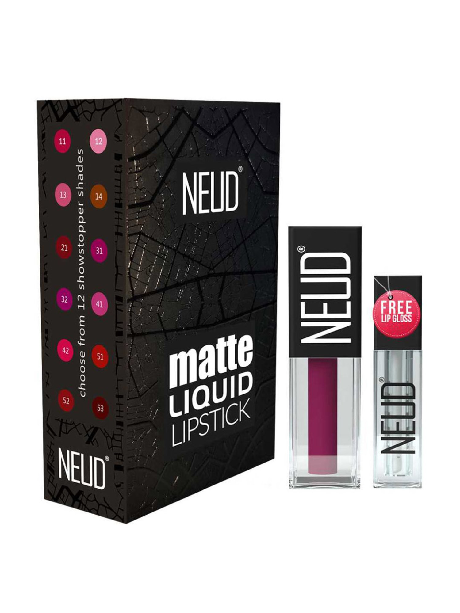 Neud Matte Liquid Lipstick Combo Mauve-a-Licious & Red Kiss with Two Lip Gloss Free